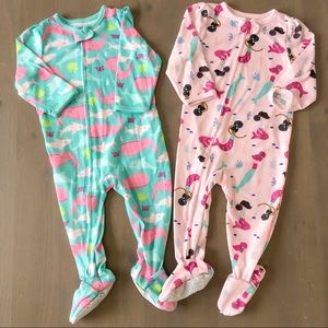 Baby Girl Whale and Mermaid Pajamas Lot